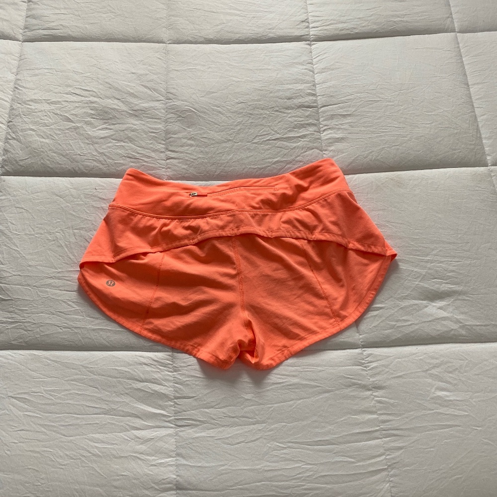 Neon Coral Lululemon Hotty Hot Shorts